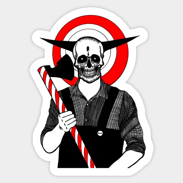 Demonic Farmer Sticker by FUN ART